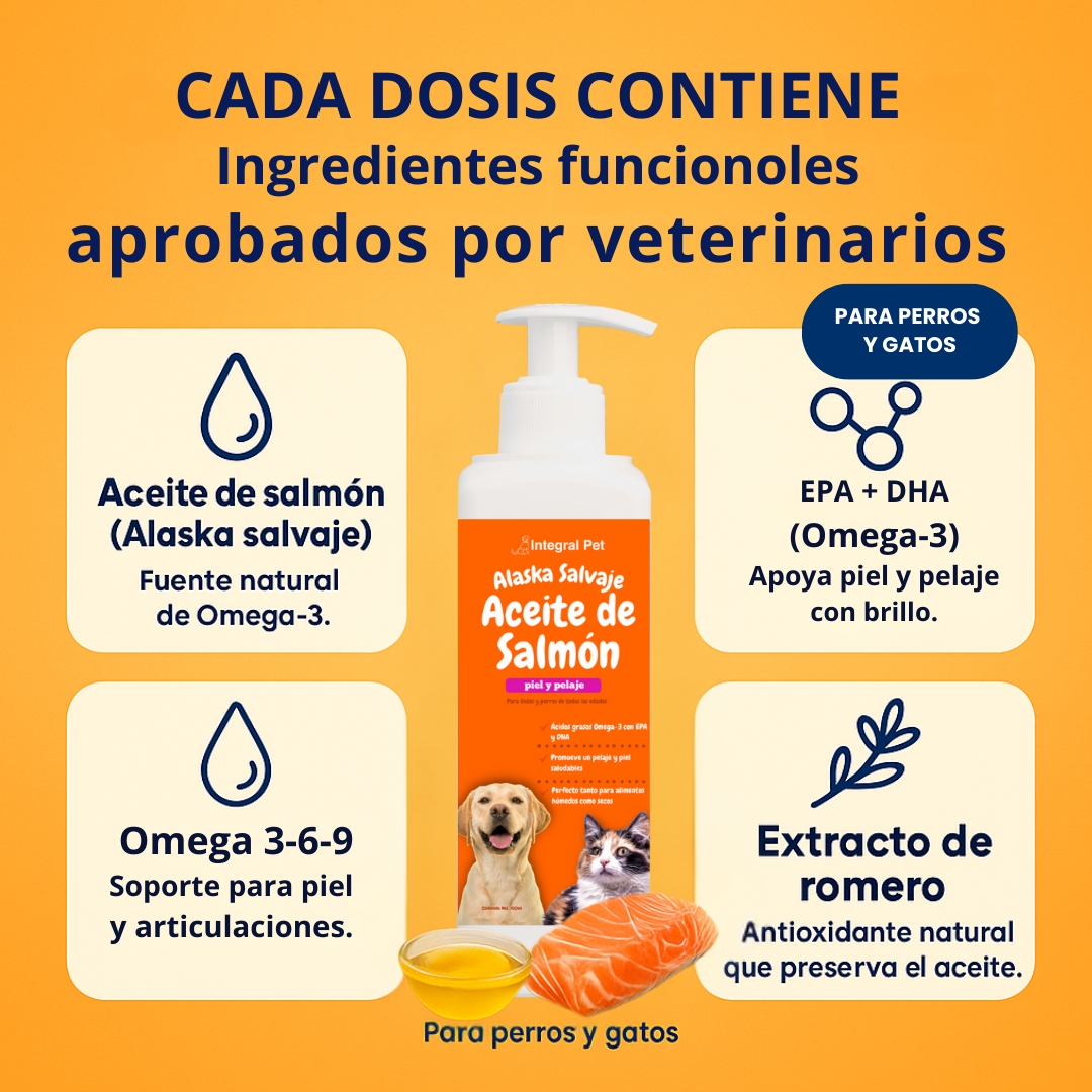 OmegaPet Natural™ Omega 3 para tu mascota | ACEITE DE SALMÓN | PROMO 2x1 🎁