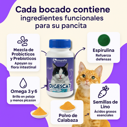 🔴PROMO INICIO DE AÑO🔴Probiótico IntegralPet™️DIGESCAT | Suplemento Natural 3 en 1 | Registro sanitario ✅