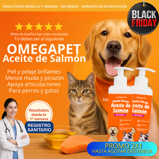 🔴PROMO BLACK FRIDAY 🔴Suplemento OmegaPet  ™ PROMO 2X1 🎁|  RECOMENDADO POR EXPERTOS| 100% NATURAL | REGISTRO ICA ✨