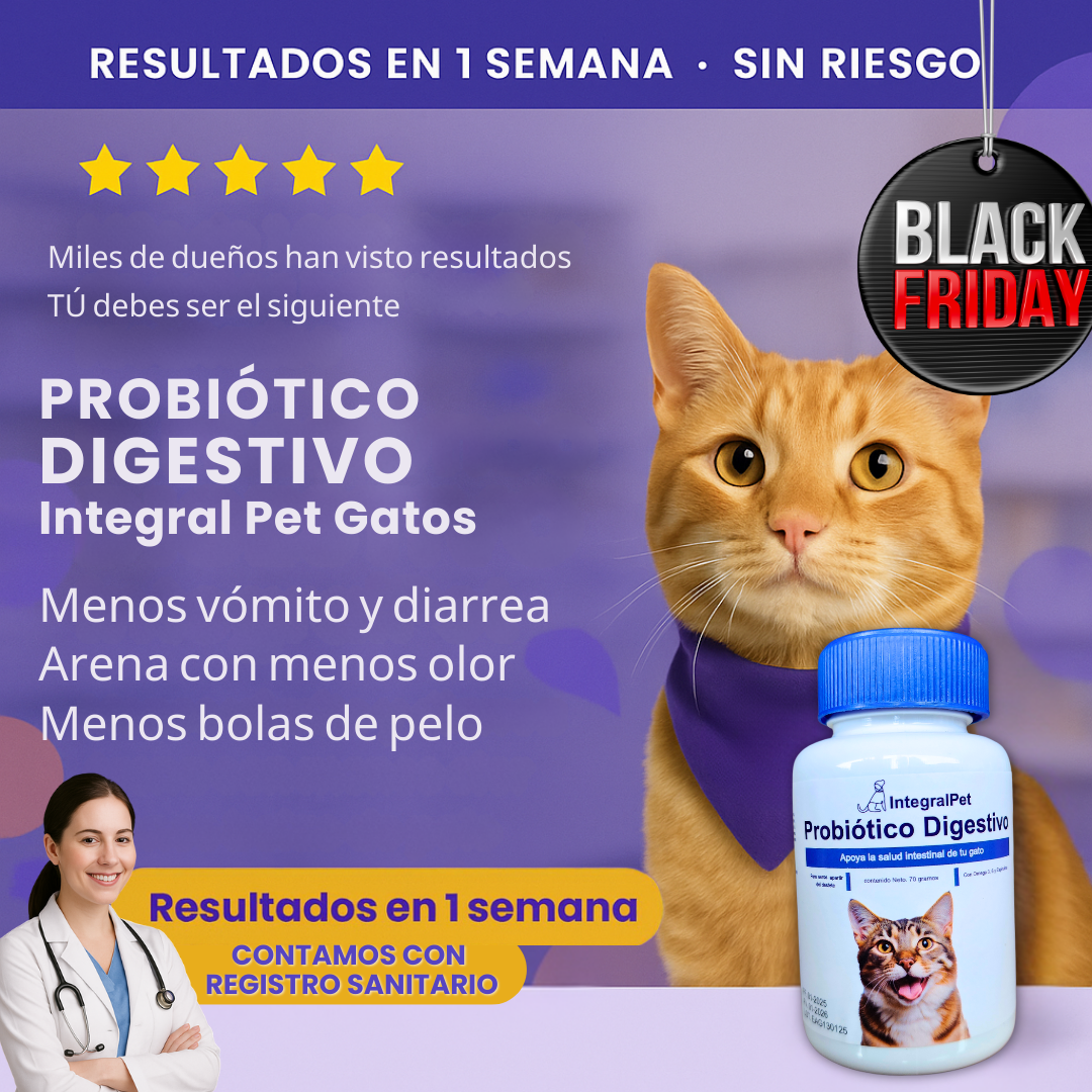 🔴PROMO BLACK FRIDAY 🔴Probiótico IntegralPet™️ Gatos | Suplemento Natural 3 en 1 | Registro sanitario ✅