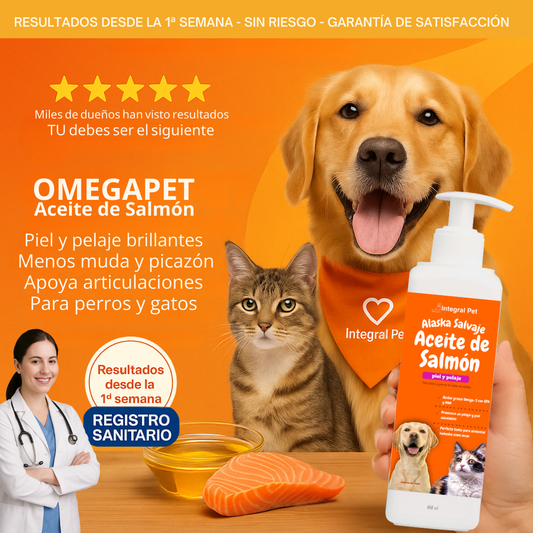 OmegaPet Natural™ Omega 3 para tu mascota | ACEITE DE SALMÓN | PROMO 2x1 🎁