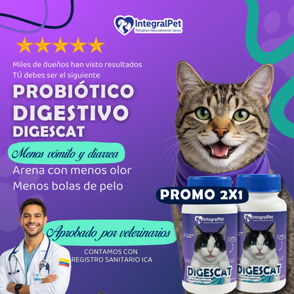 😺PROMO INCIO DE AÑO 😺Probiótico Digestivo Digescat™️| Suplemento Natural 3 en 1 | Registro sanitario ✅